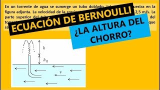 Hidrodinámica  Calculando la altura del chorro de agua usando la ec de Bernoulli  fluid dynamics [upl. by Anayek]