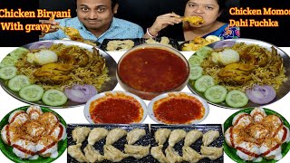 Chicken Biryani Boil Egg Gravy Chicken Momos Chatni Dahi Puri Eating Challenge [upl. by Scales]