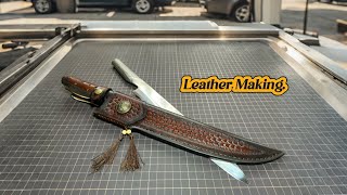 making a leather sheaths  full process  leather craft  chefs knife [upl. by Animehliw584]