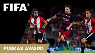 Lionel Messi goal  FIFA Puskas Award 2015 Nominee [upl. by Nylirahs]