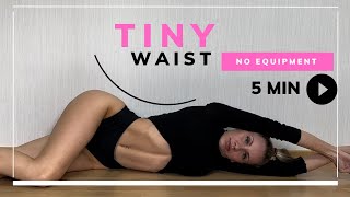 5 min tiny waist workout I do this for 10 days to lose muffin topabs home challange I no equipment [upl. by Nimajeb]