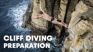 Preparing to cliff dive in Portugal  Red Bull Cliff Diving World Series 2014 [upl. by Lucita]