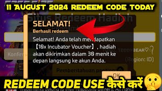 FREE FIRE REDEEM CODE 11 AUGUST 2024  HOW TO USE REDEEM CODE IN FREE FIRE  HOW TO REDEEM AUG TODAY [upl. by Llednek]