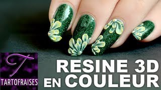 Tuto Nail art 3D résine idée de fleurs colorées [upl. by Sihon334]