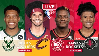 Bucks vs Cavaliers  Hawks vs Rockets  nba live score games stats today [upl. by Adleme499]