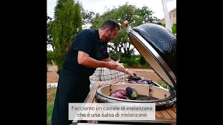 Spalla di maiale alla griglia kamado caviale di melanzane e salsa di peperoni Chef Omar Barsacchi [upl. by Nnyleve]