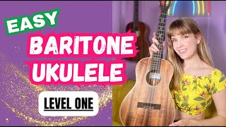 Your First Baritone Ukulele Lesson Easy Beginner [upl. by Ahsinwad241]