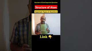 Structure of Atom Class 11 Chemistry Important Topics and Questions shorts class11 chemistry [upl. by Bettina457]