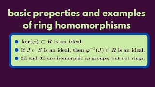 Abstract Algebra  Properties and examples of ring homomorphisms [upl. by Itsym]