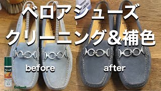 【シューケア レザーケア】水性ローションでベロアシューズのクリーニングと補色・保革 MEPHISTOshoes 倍速 ep024 [upl. by Yetnom954]