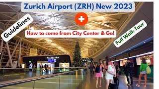 Zurich Switzerland Airport Guidelines and Walk Tour 2023 4K [upl. by Joni]