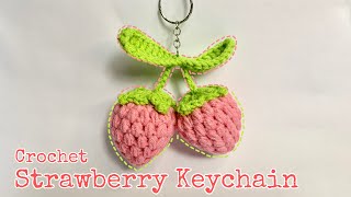 🍓🍓Crochet Strawberry Keychain Tutorial  Easy Tutorial [upl. by Didier]