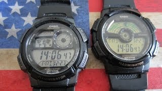 Casio AE1000W1AVEF  AE1100W1BVEF Digital Watch Comparison Review [upl. by Leiso]