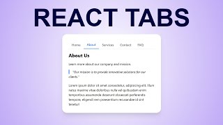 React Tabs with Tailwind Tutorial [upl. by Fiann920]