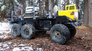 RC ADVENTURES  6x6 Heavy Haul transports Diamond Mine Diesel Engine  WiNTER RiVER TRAiL [upl. by Kinata]