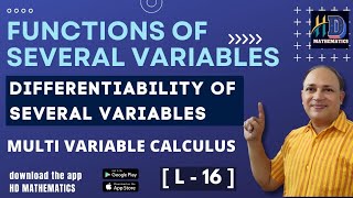 Differentiability of functions of several variablesL16existence partial derivatives multivariable [upl. by Auqinimod]