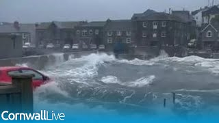 Storm Kathleen waves swamp unwisely parked car in dramatic scenes [upl. by Chang721]