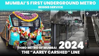 Mumbai New Underground Metro Opens to public  3rd Metro Line of Mumbai 2024 [upl. by Leroj]