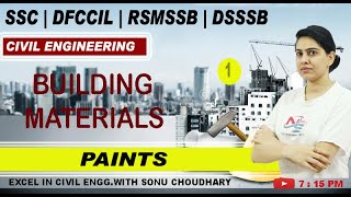 BUILDING MATERIALS  PAINTS  CIVIL ENGINEERING  SSCJE RSMSSBJEDFCCILALL STATE AE JE EXAMS [upl. by Epuladaugairam]