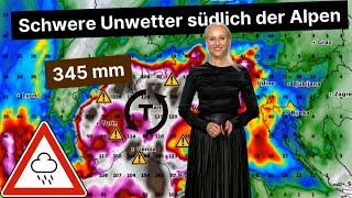 ⚠️🌧️UnwetterAlarm REGENFLUT südlich der Alpen Wetterkatastrophen NonStop in den Wetternews [upl. by Itsim305]