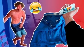 I PUT ICY HOT IN MY BROTHERS BOXERS PRANK WARS [upl. by Eisse]