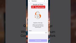 Time Farm Answer Today 28 September  When was the Ethereum Constantinople hard fork implemented [upl. by Enttirb]