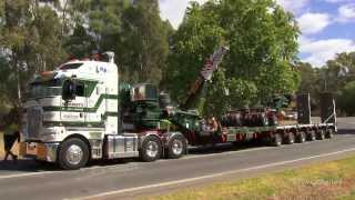 Membreys Kenworth K200 on Castlemaine bridge Beam Move [upl. by Ardnek870]