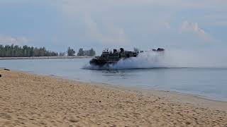 US Navy Hovercraft LCAC landing on Terengganu beach [upl. by Ponton]