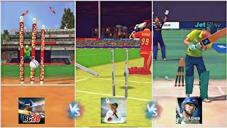 Bowled Out Comparison  Real cricket 20 Vs Haydos 380 Vs Sachin saga  Tech Gaming [upl. by Paviour]