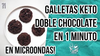 🍪GALLETAS KETO DE DOBLE CHOCOLATE 1 MINUTO EN MICROONDAS  KETO MICROWAVE COOKIES  Manu Echeverri [upl. by Hgielah]