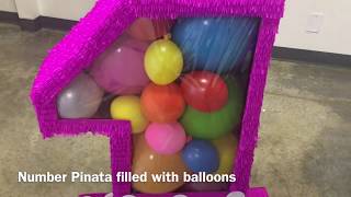 Number Pinata 1 filled with balloons Birthday pinatas [upl. by Xanthe403]