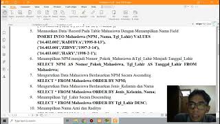 Tugas RDBMS Praktikum 3 dan 4 menggunakan SQL [upl. by Hurlbut]