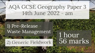 AQA GCSE 91 GEOGRAPHY PAPER 3 2022  PreRelease amp Fieldwork [upl. by Adolph]