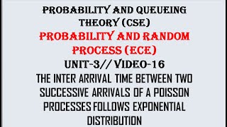 Inter arrival time of a Poisson Process follows exponential distribution UNIT3 VIDEO16 [upl. by Dira]