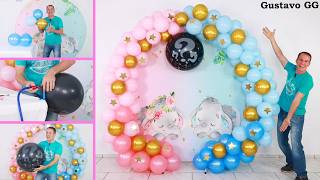 ARCO DE GLOBOS 👶 revelacion de sexos 👶 Gender reveal  decoracion con globos aro globos  gustavo gg [upl. by Eineeuq]