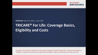 TRICARE For Life Coverage Basics Eligibility and Costs April 2021 [upl. by Eilagam905]