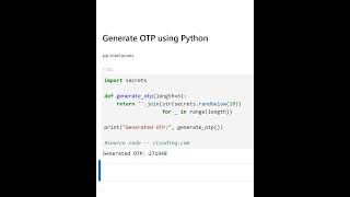 Generate OTP using Python [upl. by Eenehs207]