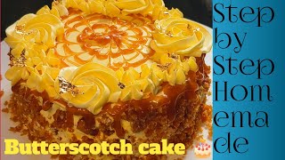 Eggless Butterscotch cake recipe 🎂 step by stephomemade cake trending butterscotchcake cake [upl. by Carr]