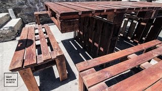 Outdoor Pallet Table and Benches [upl. by Enirroc]