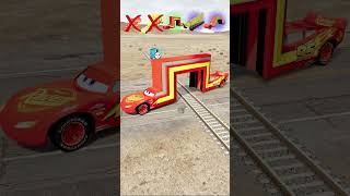 Big and Small McQueen Cars VS Train Lightning Punch Here Again  BeamNGdrive [upl. by Tema112]