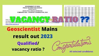 UPSC Geoscientist prelims 2023 result Analysis  Qualified vacancy ratio [upl. by Adnwahsat55]