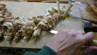 WOODCARVING PART 2Limewood Foliage Carving  Supraporte [upl. by Faustena]