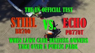 STIHL BR700 vs Echo PB770T ► Extreme Backpack Blowers Drone Phantom 3 Grown Kids Park Take Over [upl. by Hildagarde]