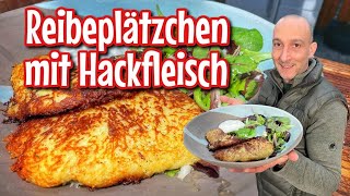 Reibeplätzchen mit Hackfleisch gefüllt  Westmünsterland BBQ [upl. by Yesnikcm700]