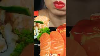 SASHIMI amp ROLLS WITH N E LETS EAT YOUTUBE SHORT VIDEO FAST EATING ASMR [upl. by Gnilyarg]