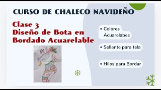 Curso de chaleco navideño Clase 3 Bordado acuarelable [upl. by Adnaram]