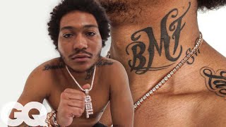 BMF Star Lil Meech Shows Off His Tattoos  GQ [upl. by Parrish]