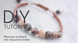 Sieraden maken met Kralenwinkel Online  Macramé armband met natuursteen [upl. by Elspet]