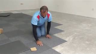 Carpet Tile Installation  How To Install Carpet Tile With Glue [upl. by Publea]