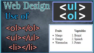 What is ol amp ul  order list and unordered list in html  Web design tutorials part  9 [upl. by Owen700]